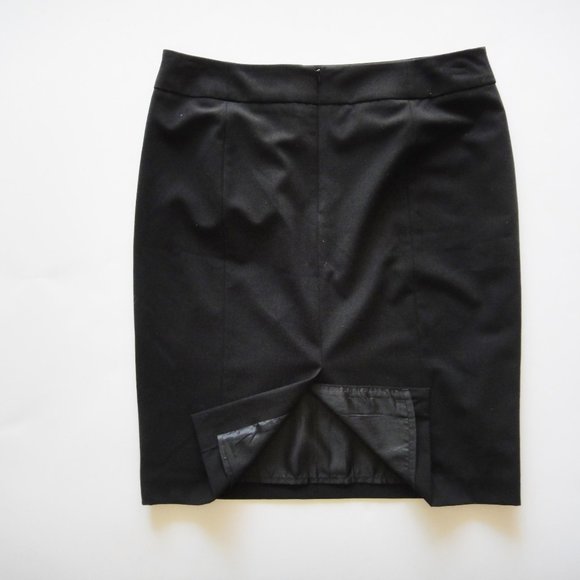 Black Straight Skirt Lined Pocket Light Stretch - Picture 8 of 9